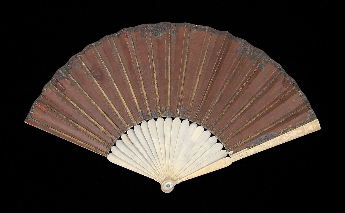 Fan, Ivory, paper, mother-of-pearl, European