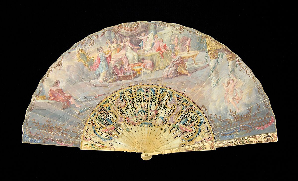 Fan, Ivory, paper, European 