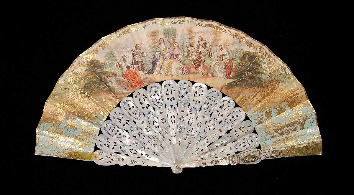 Fan, Mother-of-pearl, metallic, paper, European