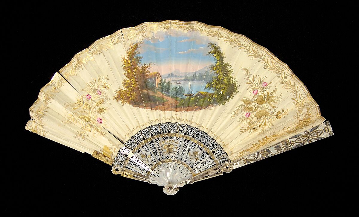 Fan, Mother-of-pearl, metallic, paper, European