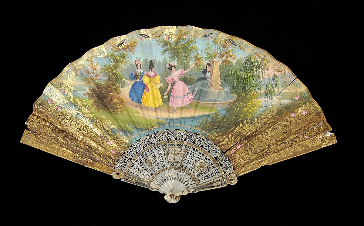 Fan, Mother-of-pearl, metallic, paper, European 