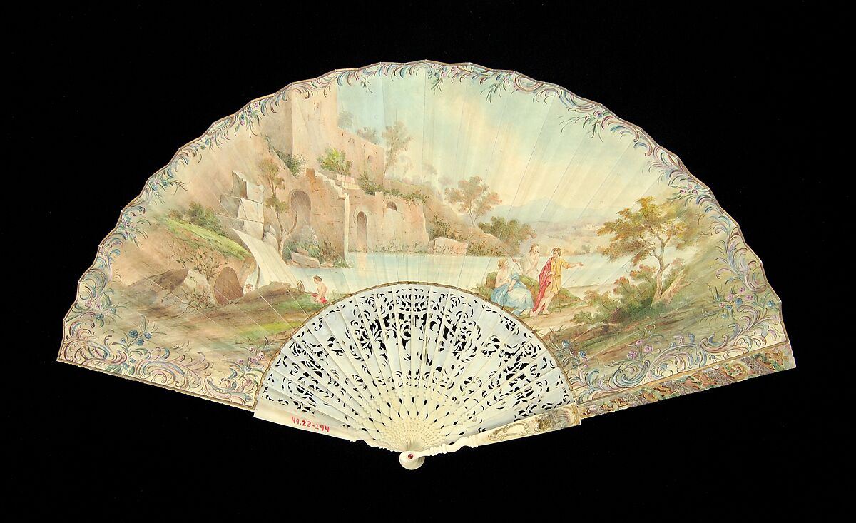 Fan, Ivory, parchment, European
