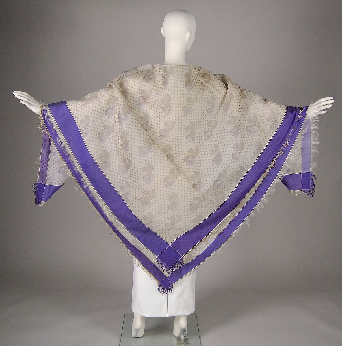 Shawl, Wool, silk, possibly American 