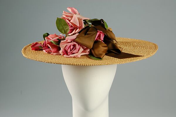 Sailor hat, Sally Victor (American, 1905–1977), Straw, rayon, linen, American 