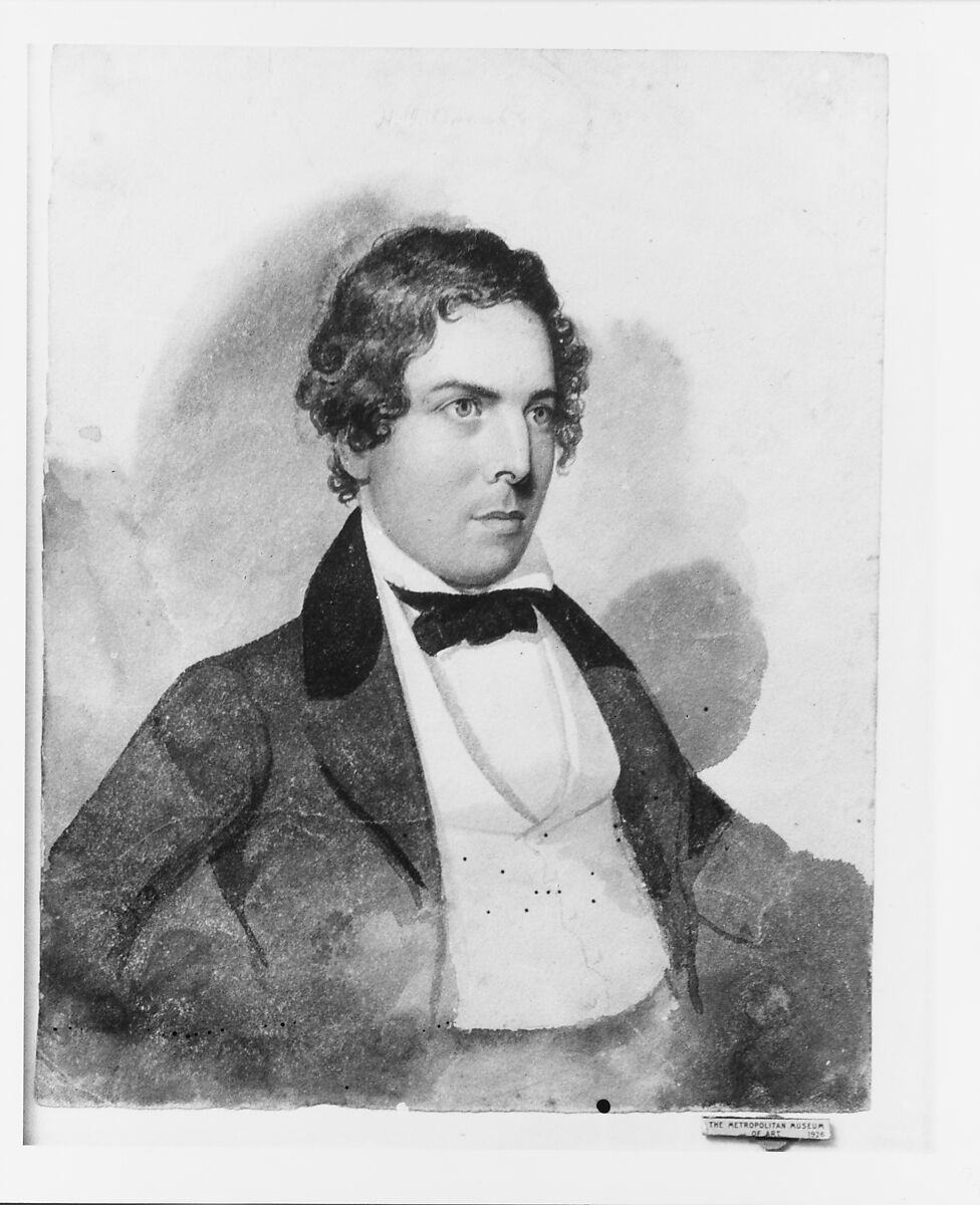 Head of a Man (from McGuire Scrapbook), Henry Brent (1811–1880), Graphite on off-white wove paper, American