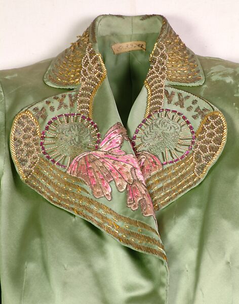 Evening jacket, Schiaparelli (French, founded 1927), Silk, metallic, beads, French