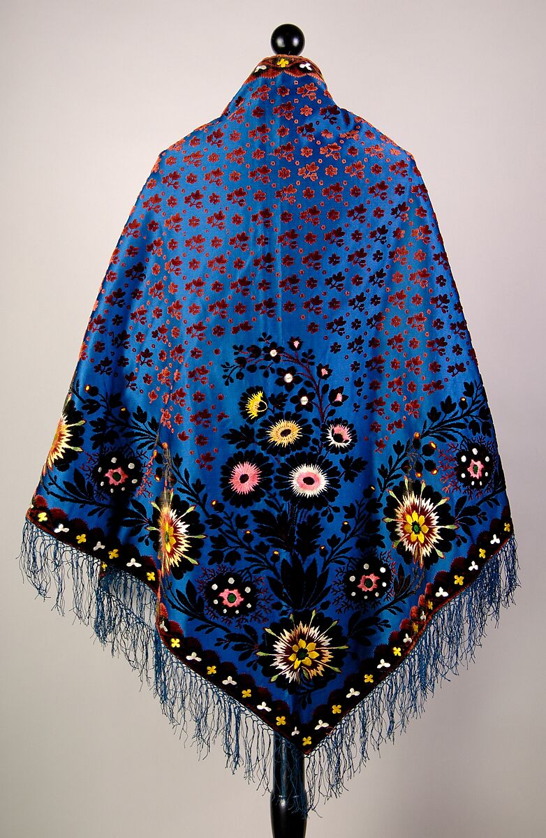 Evening shawl, Silk, possibly French 