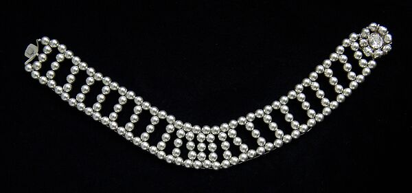 "Duchess Choker", Jacques Fath (French, 1912–1954), plastic, metal, rhinestones, American 