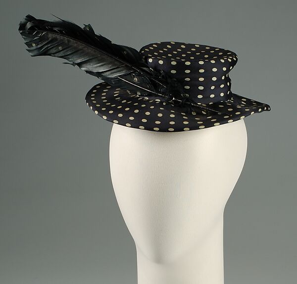 Hat, Madame Agnès (French, founded 1917), Silk, feathers, French 