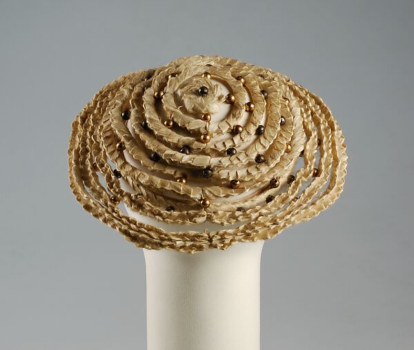 Hat, Sally Victor (American, 1905–1977), Straw, metal, American