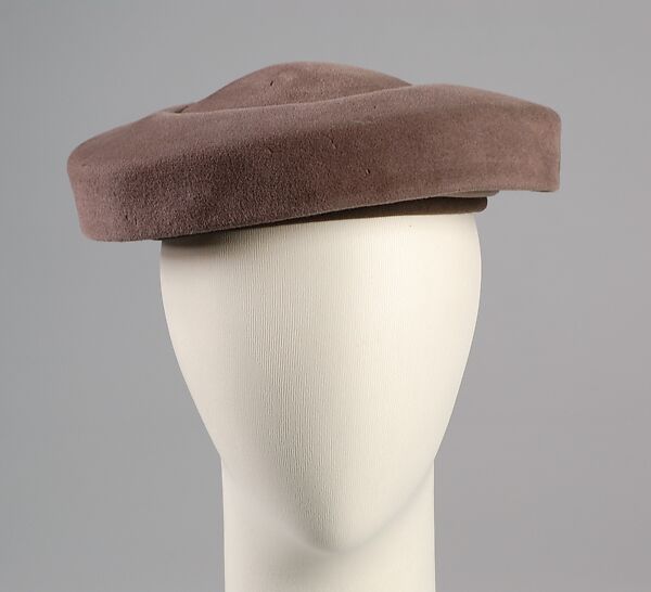 Pillbox hat, Sally Victor (American, 1905–1977), Wool, American 