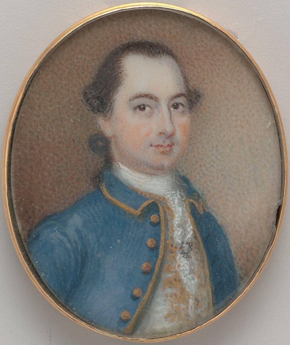 Archibald McCall, John Hesselius (1728–1778), Watercolor, gold leaf, and lead white on ivory, American 