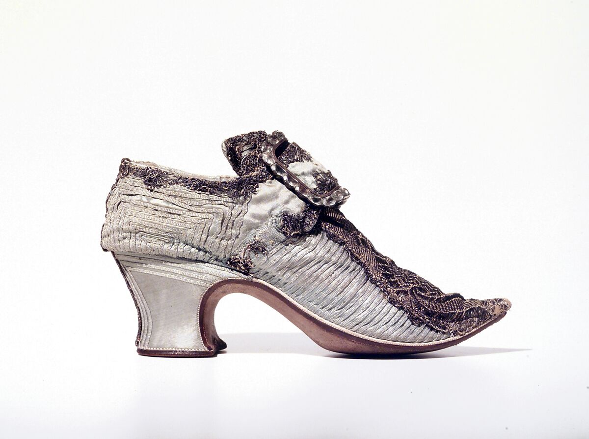 Shoes, Silk, metallic, probably British 