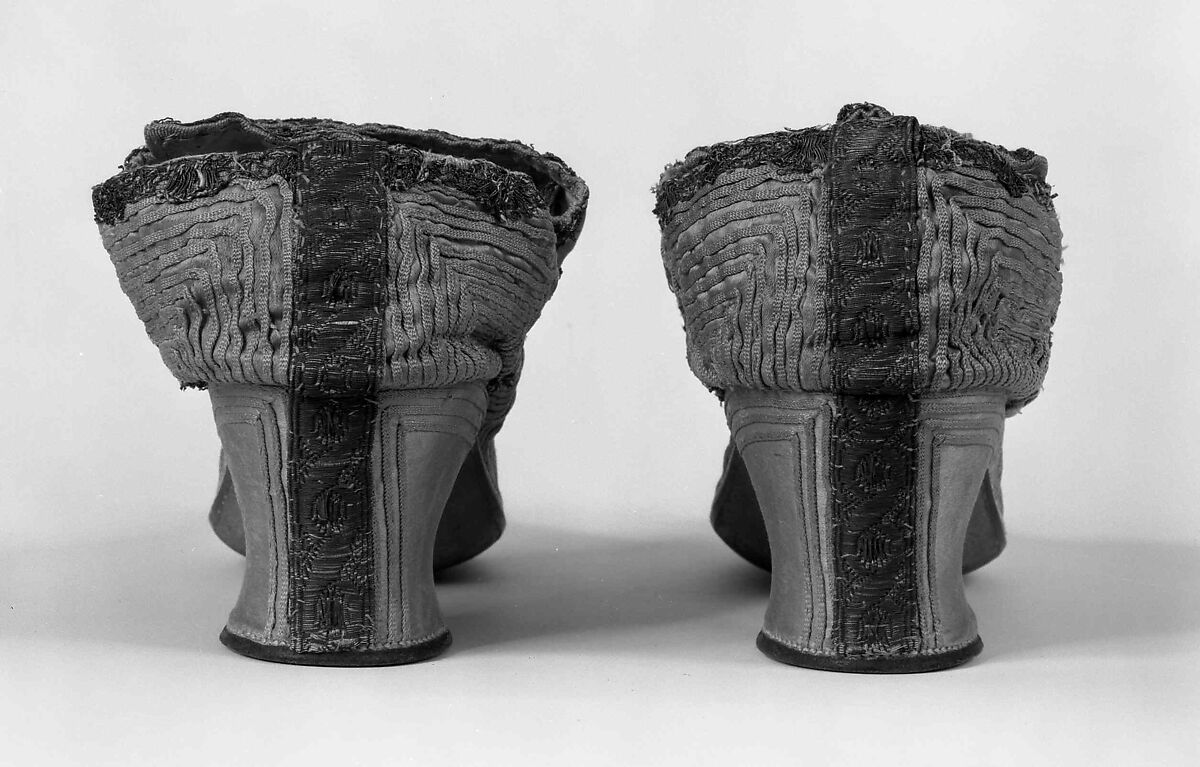Shoes, Silk, metallic, probably British