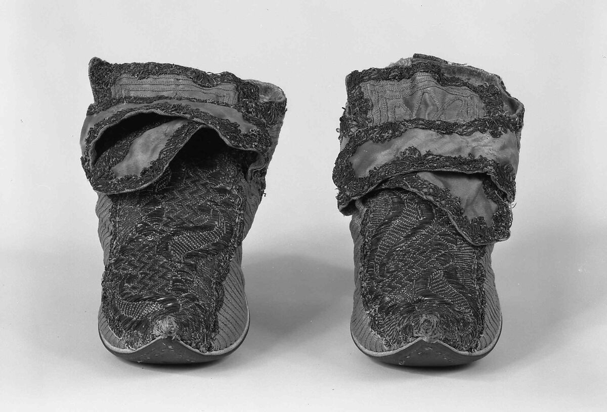 Shoes, Silk, metallic, probably British