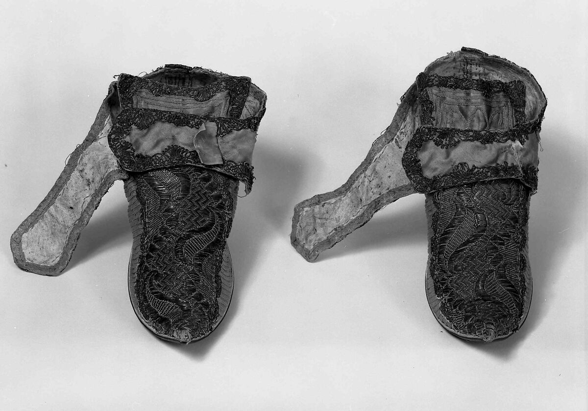 Shoes, Silk, metallic, probably British