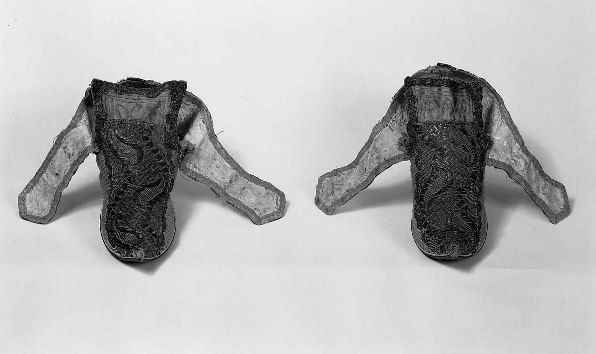 Shoes, Silk, metallic, probably British