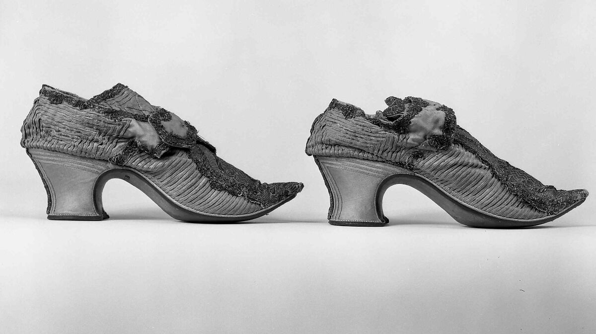 Shoes, Silk, metallic, probably British