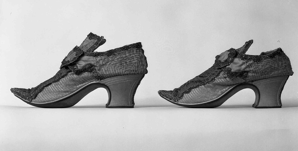 Shoes, Silk, metallic, probably British