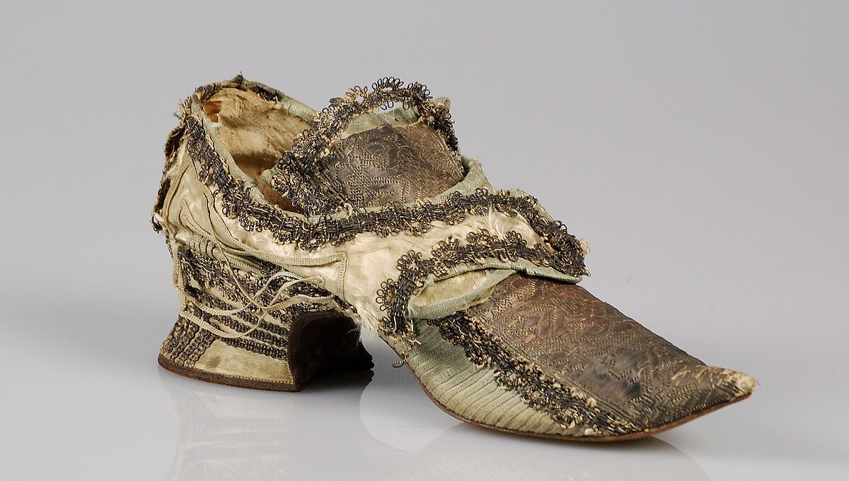 Shoes, Silk, metallic, possibly British 