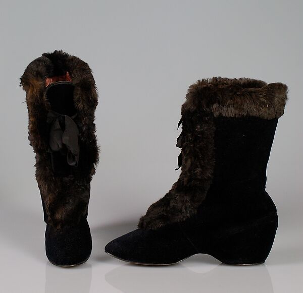 Carriage boots, Alfred J. Cammeyer (American, founded New York, active 1875–1930s), Silk, fur, American 