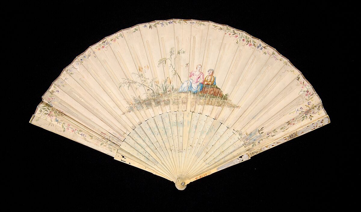 Fan, Ivory, mother-of-pearl, paper, French