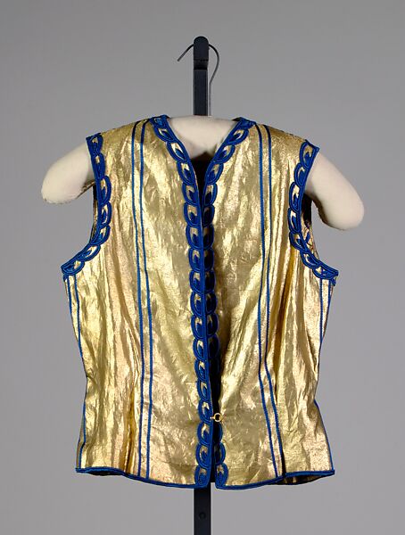 Evening vest, Schiaparelli (French, founded 1927), Silk, metallic, French 