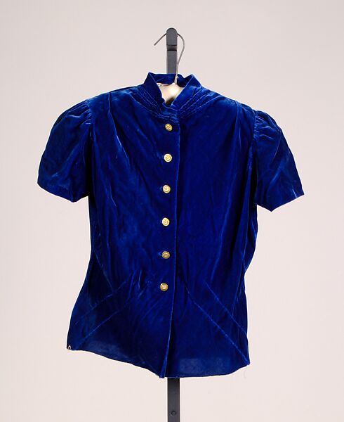 Evening blouse, Attributed to Schiaparelli (French, founded 1927), Silk, metal, probably French 