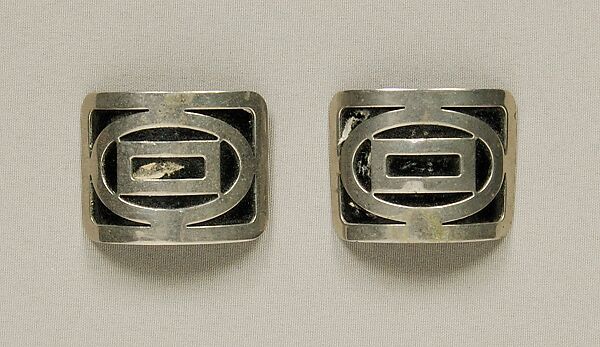 Shoe buckles, Metal, leather, probably French 