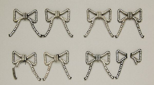Shoe clips, Possibly André Perugia (French, 1893–1977), Metal, rhinestones, French 