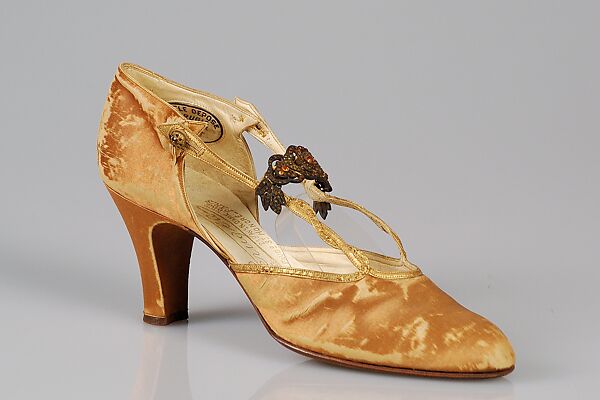 Evening shoes, André Perugia (French, 1893–1977), Silk, metal, French 