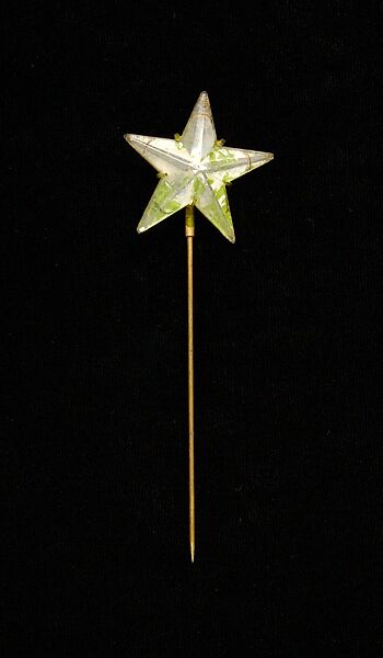 Hatpin, Attributed to Schiaparelli (French, founded 1927), Metal, glass, probably French 