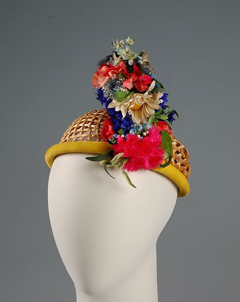 Hat, Sally Victor (American, 1905–1977), Straw, synthetic, American 