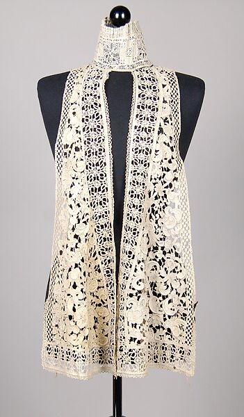 Evening jabot, Attributed to Callot Soeurs (French, active 1895–1937), Linen, possibly British 