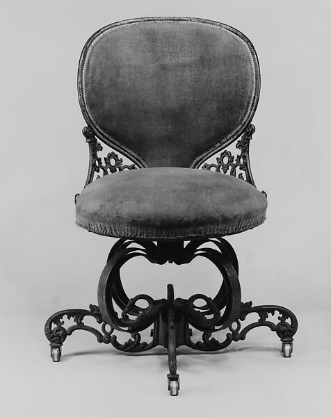 Centripetal Side Chair, Designed by Thomas E. Warren, Cast iron, wood, American 