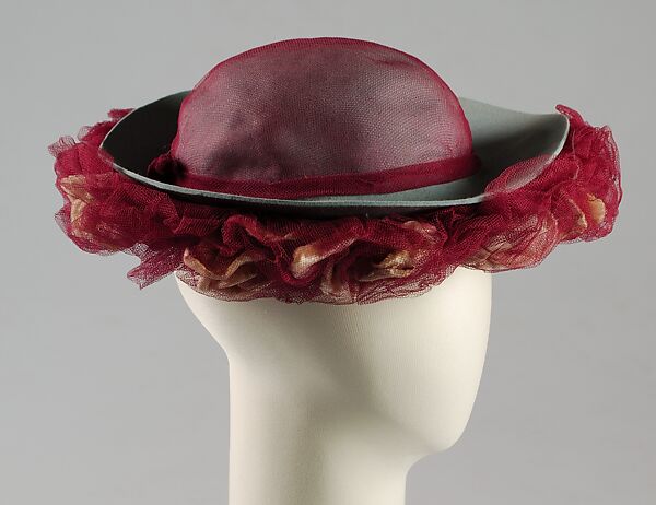 Cocktail hat, John-Frederics (American, 1929–1948), Wool, synthetic, American 