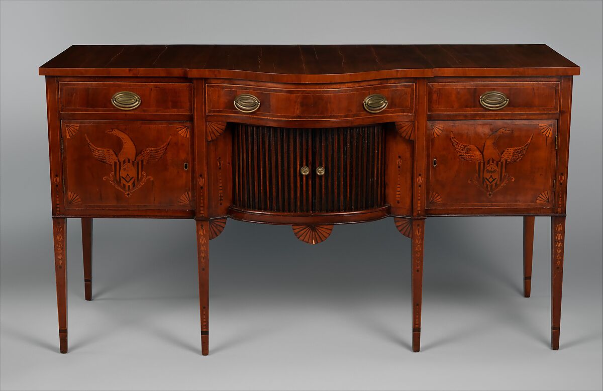 Sideboard, Nathan Lombard, Cherry, mahogany banding, light- and dark-wood inlay, chestnut, yellow pine, white pine, American 