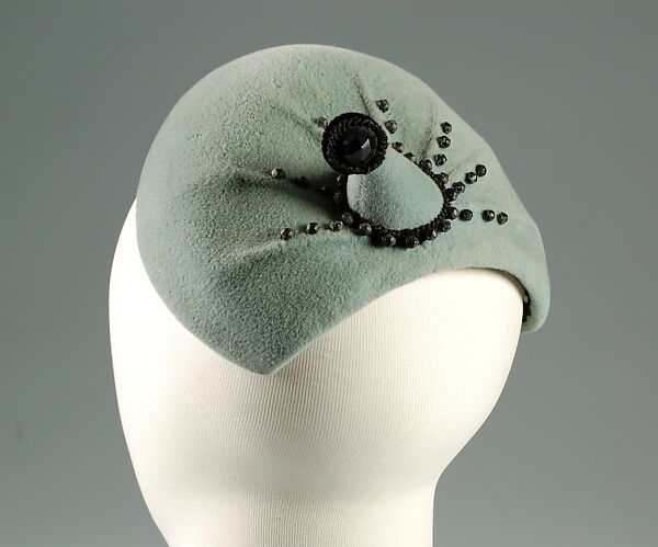 Hat, Bergdorf Goodman (American, founded 1899), Wool, beads, American 