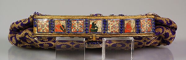 Evening clutch, Silk, bone, glass, metal, probably French