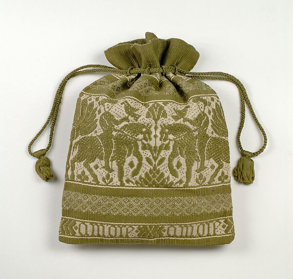 Pouch, Linen, cotton, American