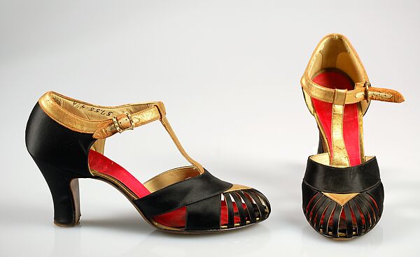 Evening shoes, Silk, leather, American 