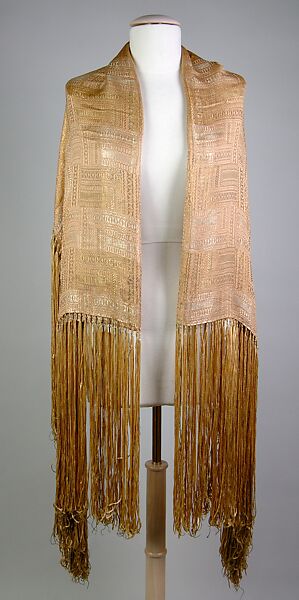 Evening stole, Silk, metallic, American 