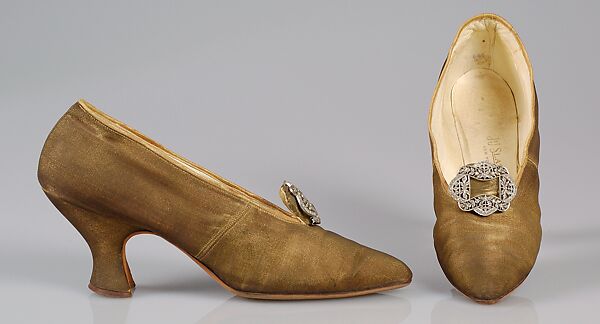 Evening pumps, J. &amp; J. Slater (American), Metallic, rhinestones, American 