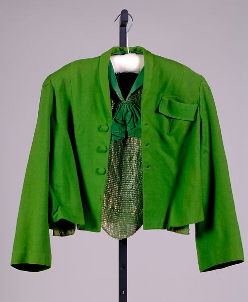 Jacket, Schiaparelli (French, founded 1927), Wool, silk, metallic, French