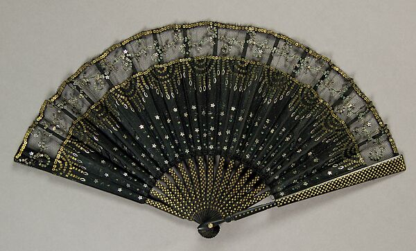 Fan, Brasseur (French, founded 1852), Wood, silk, sequins, metal, paper, French 