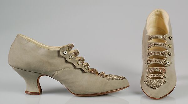 Dinner shoes, A.E. Little &amp; Co. (American, Lynn, Massachusetts 1898–1934), Leather, beads, American 