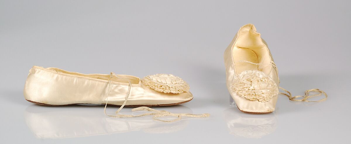 Wedding slippers, Silk, probably French 