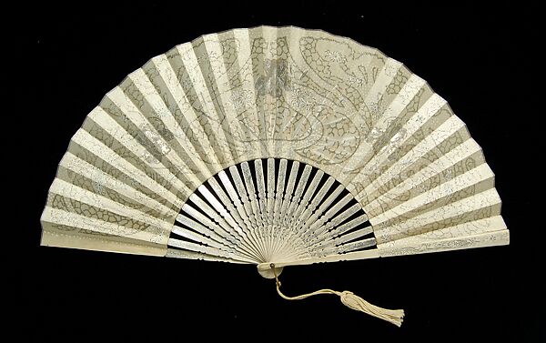 Fan, Wood, paper, metal, cotton, Japanese 