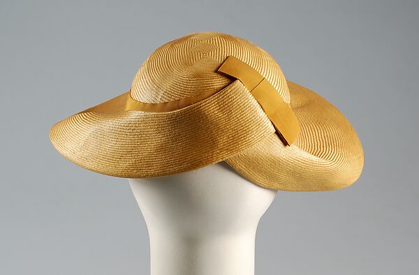 Hat, Lilly Daché (American (born France), Bègles 1898–1989 Louvecienne), Straw, silk, American