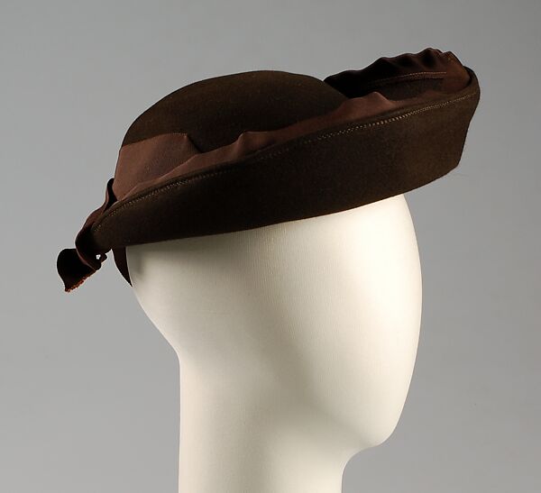 Hat, Bonwit Teller &amp; Co. (American, founded 1907), Wool, silk, American 